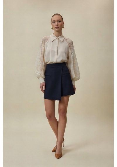 Sateen Talia Şort Etek - Lacivert-137066 Lacivert