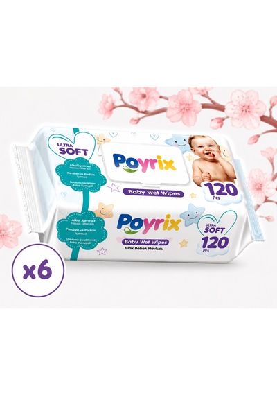 Poyrix Islak Havlu Ultra Soft 120'li X6 6'lı Set