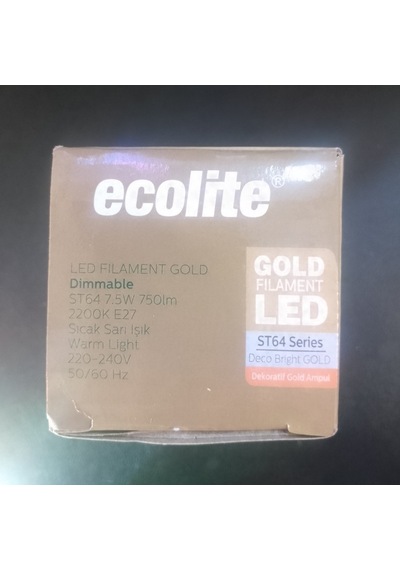 Ecolite E27 7,5w Gold Led Fılament Dimmerli Sarı Işık Led Ampul