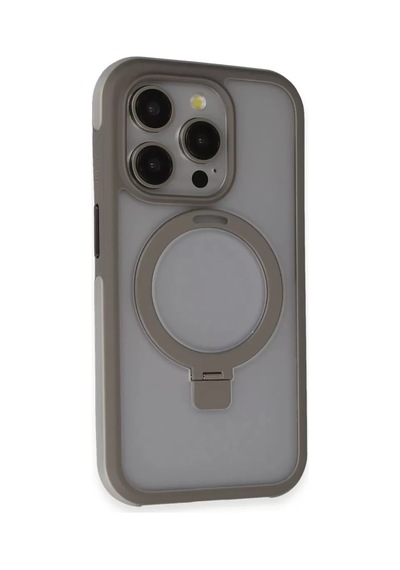 Joko Apple Uyumlu iPhone 15 Pro Max Zorda Airbag Magsafe Standlı Kapak - Titan Gri Kılıf