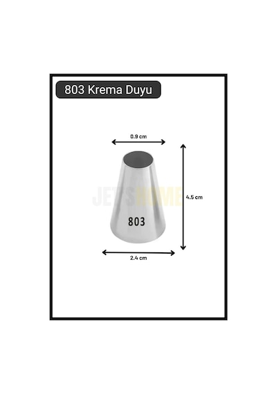 803 Yuvarlak Desen Krema Duyu Büyük Boy Pasta Duyu Paslanmaz Çelik Krema Torbası Ucu 2.4x0.9x4.5 Cm Metalik Gri