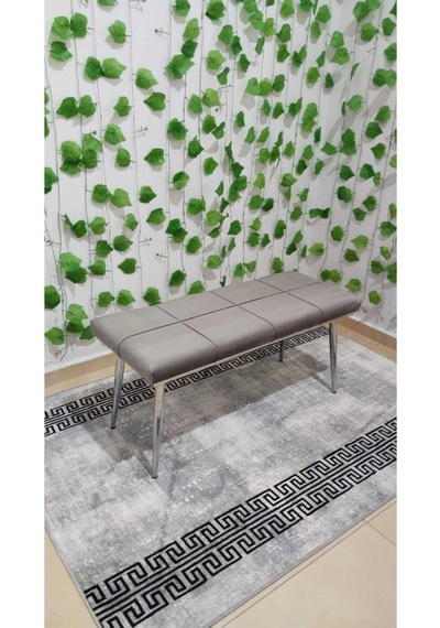 Özcan Metal Metal Ayaklı Krom Gri Bench Mutfak Salon Antre Yatak Odası Puf Bank Gri