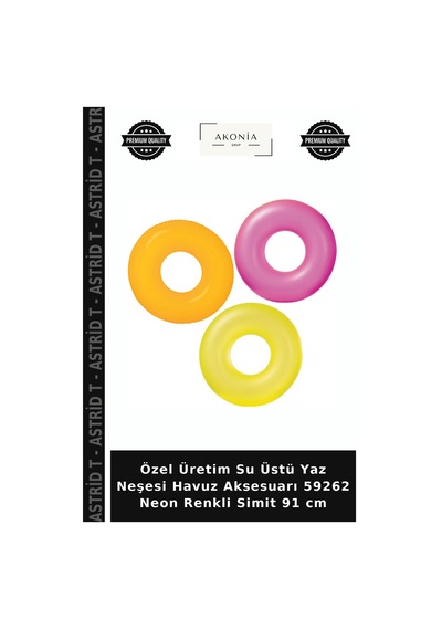 Özel Üretim Su Üstü Yaz Neşesi Havuz Aksesuarı 59262 Neon Renkli Simit 91 Cm