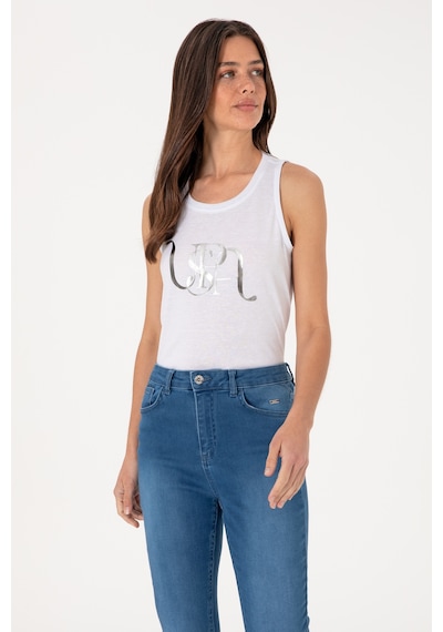 U.S. Polo Assn. Kadın Beyaz Kolsuz Bisiklet Yaka Tişört 50305609-VR013