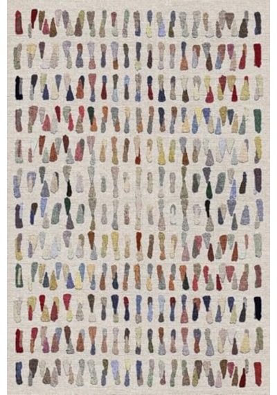 Selone Modern Desenli Şönil Pamuk Tabanlı Yıkanabilir Kaymaz Antibakteriyel Yuvarlak Salon Halısı 160x160 Çok Renkli