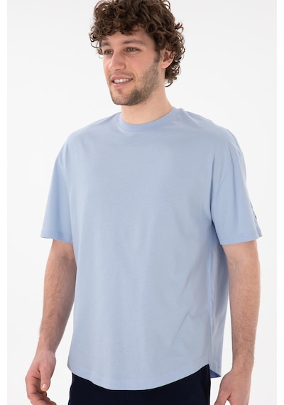 U.S. Polo Assn. Erkek Long Fit Bisiklet Yaka Açık Mavi Basic Tişört 50305988-VR003