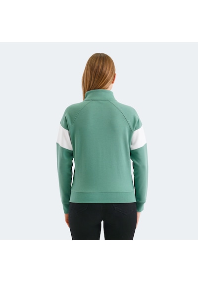 Slazenger VICTORY Kadın Fermuarlı Dik Yaka Cepli Yeşil Sweatshirt