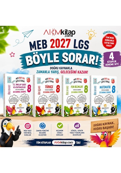 Sinan Kuzucu 2027 8. Sınıf Türkçe Matematik Fen Bilimleri Ve İnkılap İlk Doz Deneme Seti 4 Kitap