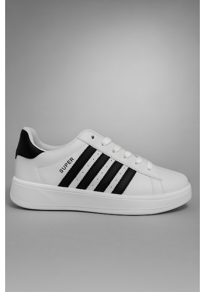 Wipper Unisex Spor Ayakkabı Sneaker Hafif Ortopedik Eva Taban Memory Foam Günlük Kullanım İçin Rahat Beyaz - Siyah