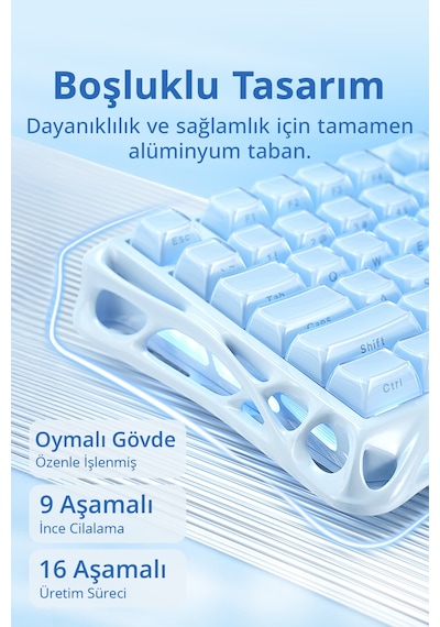 Gravastar Mercury K1 Rgb Kablosuz Mekanik Gaming Klavye, Alüminyum Çerçeveli, İngilizce Q, Special E