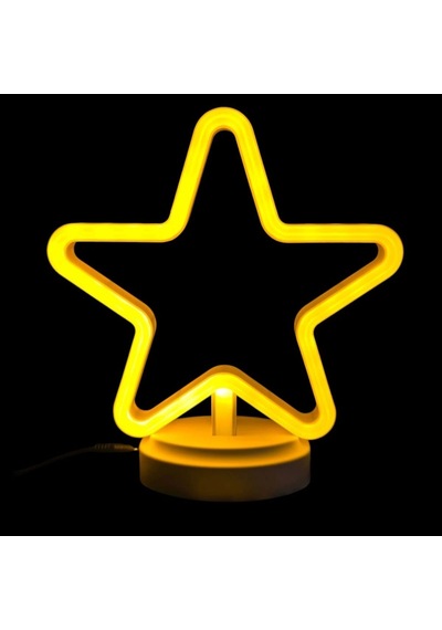 Neon Işıklı Yıldız Masa Gece Lambası Pil Ve Usb Çok Renkli