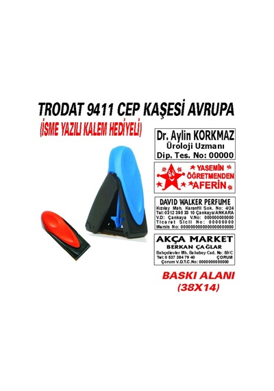 Trodat 9411 Cep - Firma - Ofis - Şirket - Doktor - Avukat Kaşesi N11.24872