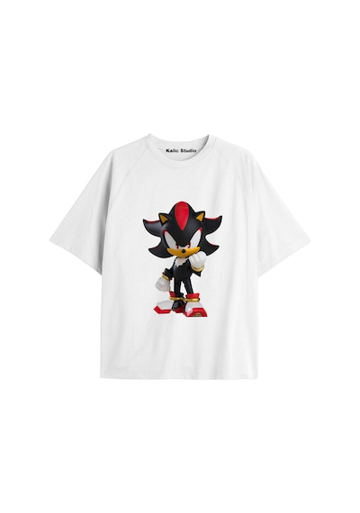 Kalic Studio Unisex Bay Sonic Desenli Beyaz Yazlık T-shirt Beyaz-199