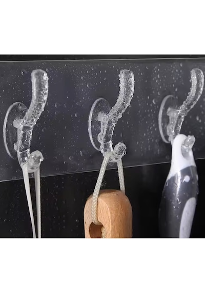 Combo 6'lı Kendinden Yapışkanlı Güçlü Şeffaf Askılık - Kapı Arkası Mutfak Duvar Banyo Askılığı Gri Diğer