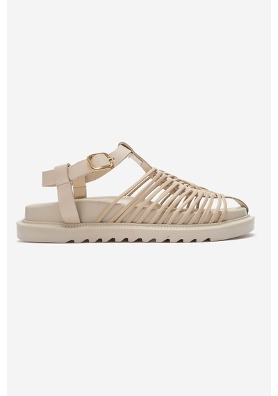 Luvi Shoes Thames Bej Hakiki Deri Kadın Sandalet