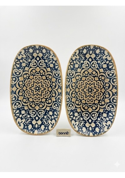 Derin Servis Kasesi / Çukur Sunum Tabağı/meze/sote Etnik Desenli Servis Alhambra Gourmet Oval Plate