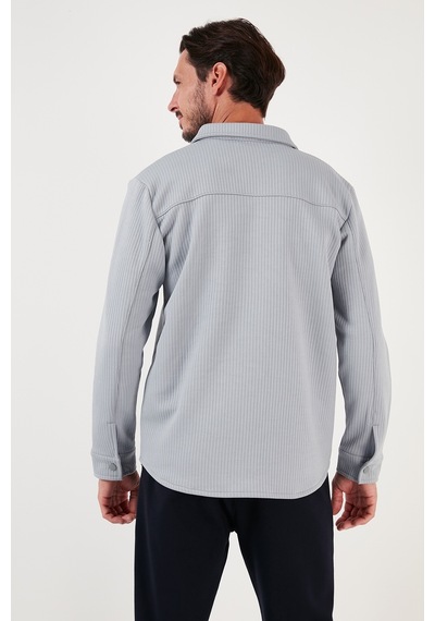 Buratti Fitilli Çıtçıtlı Relaxed Fit Erkek Gömlek 5905510 Açık Gri
