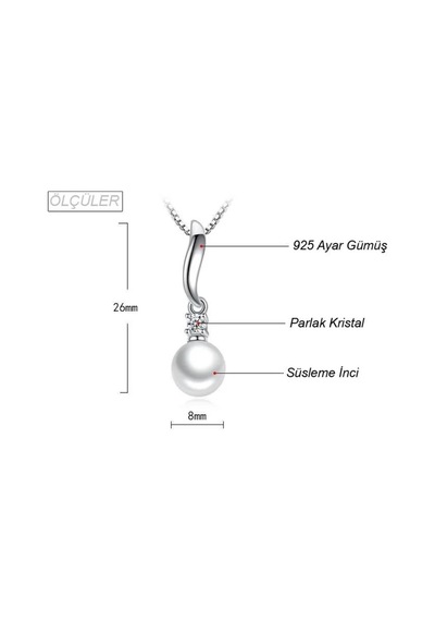Kolye 925 Ayar Inci Taşlı Gümüş Kadın Hediye Diğer