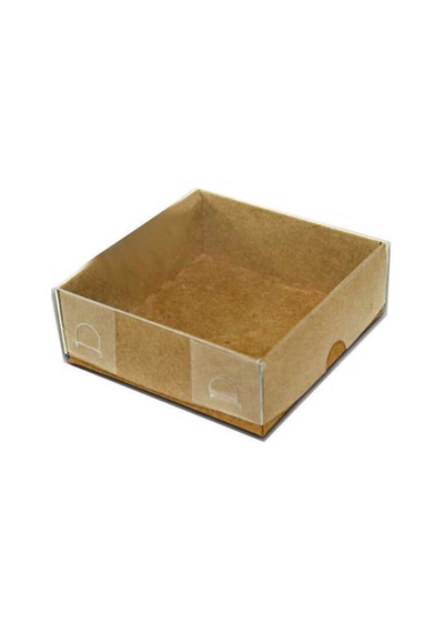 Kutu Naturel Kraft Kağıt Ve Asetat 9x9x3 Cm Pk:50 +3