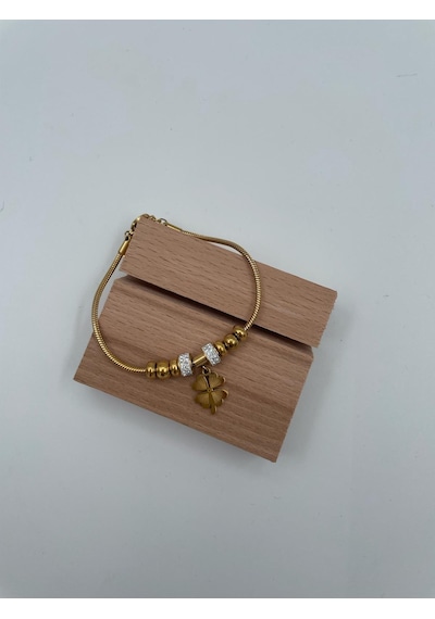 Xbaby Tek Çiçekli Çelik Gold Charmlı Bileklik Gold
