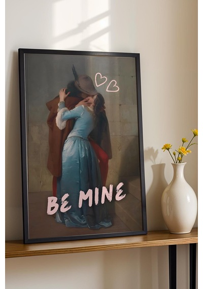 Francesco Hayez The Kiss Çerçeveli Tablo Be Mine Romantik Modern Sevgililer Günü Hediyesi Altered Art