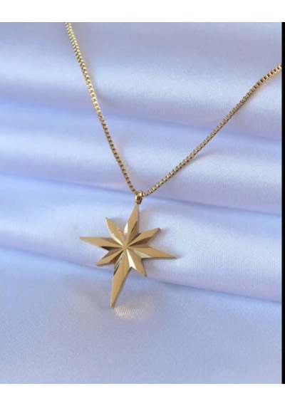 Beren Aksesuar Stainless Steel Kutup Yldızı Çelik Kolye Gold