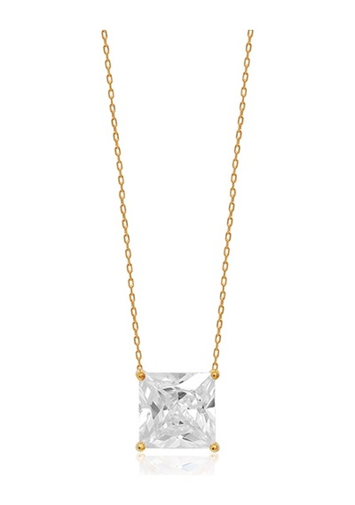 Zirkon Taşlı Pırlanta Montür Altın Kaplama Gümüş Kolye Gold - Rose Gold - Gümüş