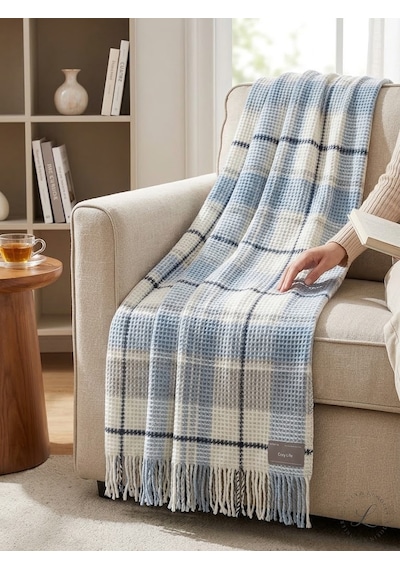 Livoras Home Dinarsu Cozy Life Pamuklu Tv Battaniyesi 130 X 170cm İnka Yeni Mavi