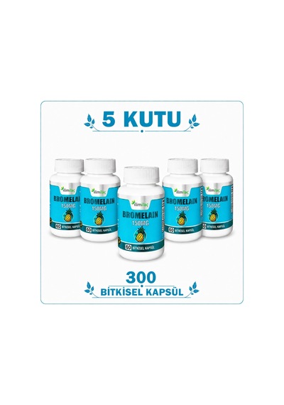 İlim Bromelain 150 Mg Takviye Edici Gıda 5 x 60 Bitkisel Kapsül