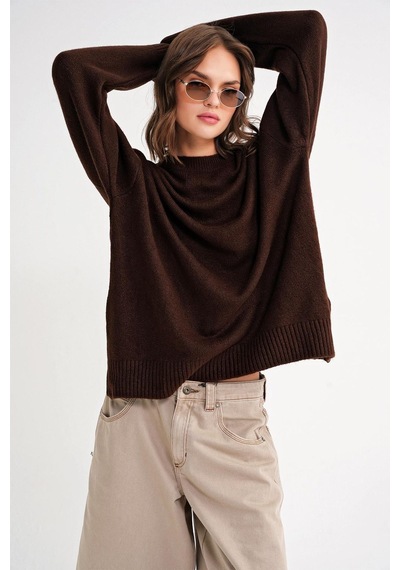 Hiccup Mixray Oversize Triko Kazak Kahverengi