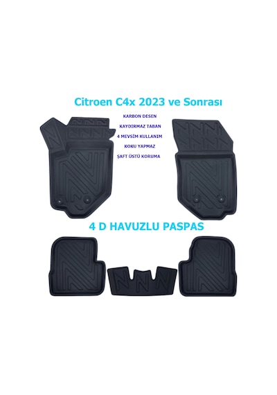 Citroen C4x 2023 Ve Sonrası 4d Premium Havuzlu Paspas