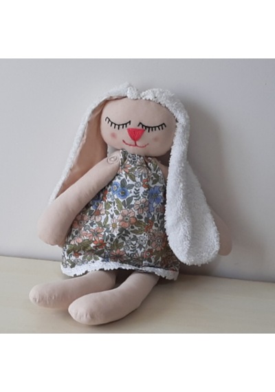 Peluş Oyuncak Uyku Tavşanı Çiçekli Elbiseli