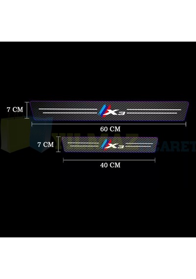 Bmw M Logo X3 Arma Karbon Kapı Eşiği Koruma Oto Sticker 4 Parça