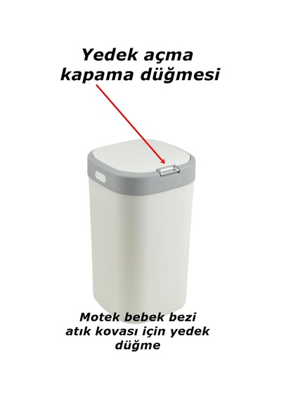 Motek Bb100 Bebek Bezi Kovası Yedek Açma Kapama Butonu Düğme 2ad Kova Değildir Yedek Parçadır Gümüş