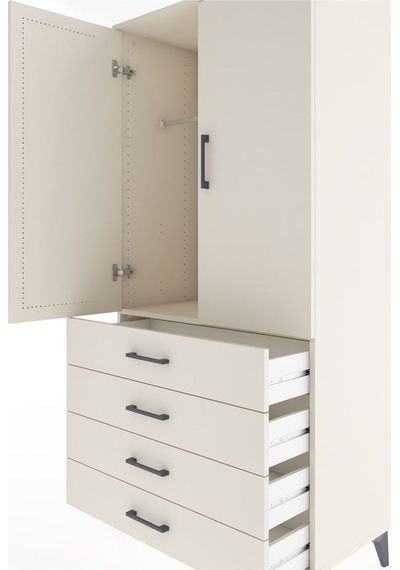Hyperion Dolap Tek Raflı 4 Çekmeceli Tek Askılı 88x44x182 Ayt... Aytaşı