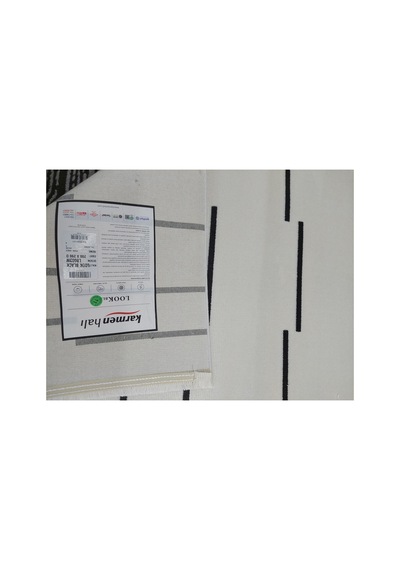 Black Serisi 200x290 6m2 Akrilik Dokuma Halı Krem Siyah