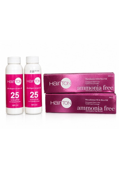 Hair Ton Amonyaksız Saç Boyası 7,43 Bakır Altın 50 Ml Oksidan 25 Vol 90 Ml 2li