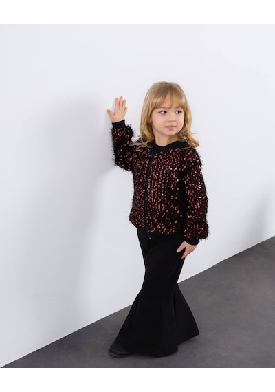 Miniko Kids Kız Çocuk Bayramlık Hırkalı Pullu Badili İspanyol Taytlı Takım Kırmızı Miniko Kids Kız Çocuk Bayramlık Hırkalı Pullu Badili İspanyol Taytlı Takım Kırmızı