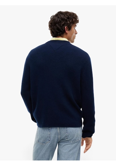 Tommy Hilfiger Tjm Reg Wool Mıx Sweater Erkek Mavi Kazak - Dm0dm23572