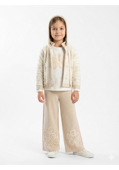 Xo Kids Kız Çocuk 3lu Alt Üst Takım 6-14 Yaş 801 Bej