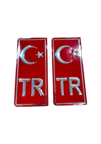 Tr Kırmızı Plaka Yapıştırma Sticker 2 Adet