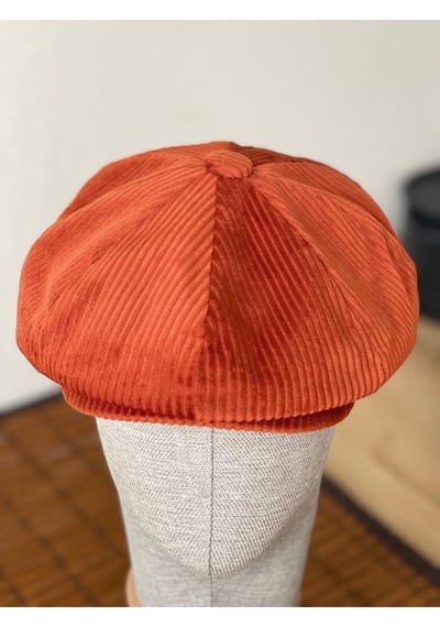 Aida Jewelss Kışlık Kadife Ingiliz Kasket Peaky Blinders Model Erkek Kasket Dökümlü Kadife Kasket Kiremit