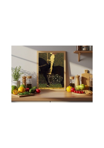 Klimt Altın Şövalye Çerçevesiz Poster 30x42 Cm A3 Tablo Art Nouveau Duvar Dekoru Mat Fotoğraf Kağıdı