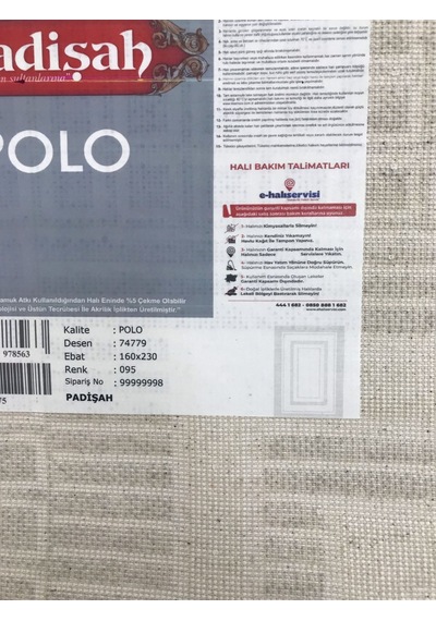 Padişah Halı Polo 74779 095 Serisi Akrilik Salon Oturma Yatak Odası Halısı Gri