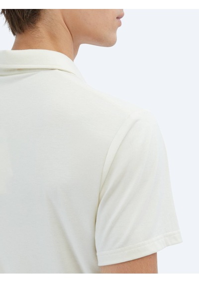 Kip Ekru Düz Çevre Dostu Polo Yaka T-shirt Ekru