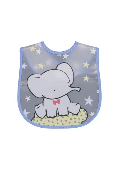 Civil Baby Papyonlu Fil Baskılı Mama Önlüğü - Mavi Standart Mavi