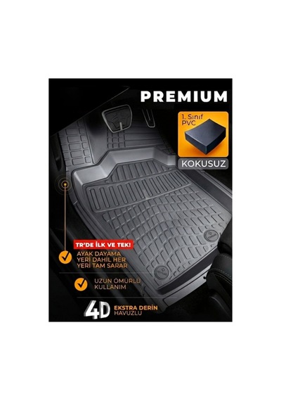 Hyundai İ30 Premium Üniversal Oto Paspas Gri 4d Havuzlu