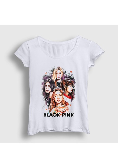 Presmono Kadın Girls Blackpink T-shirt Beyaz