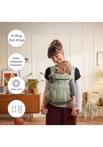 Babybjörn 2 Li Set Begin Ana Kucağı & Kanguru Hold Woven Light Green