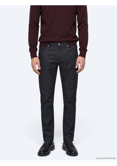 Kip Lacivert Düz Dokuma Slim Fit Spor Pamuk Karışımlı Pantolon